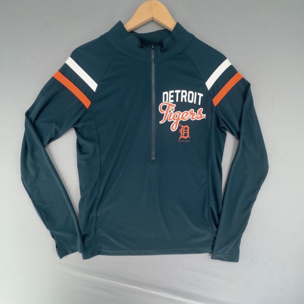 Campus Lifestyle Detroit Tigers MLB Quarter Zip Pullover Navy Blue Small